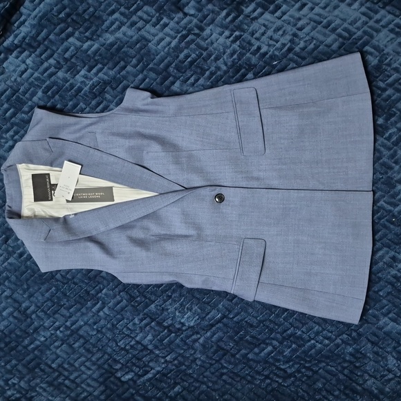 Banana Republic Chambray Lightweight Wool Vest In Spa Blue Size 4, New With Tags - Picture 16 of 16
